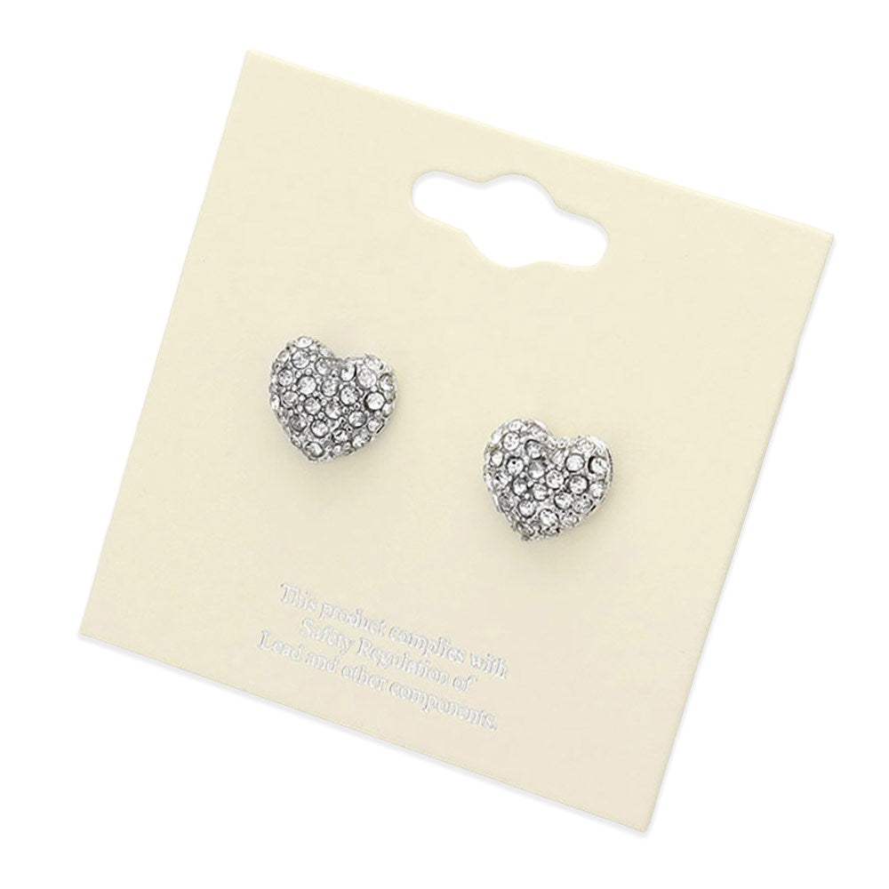 Crystal Pave Heart Stud Earrings - Madeline Love - Flyclothing LLC
