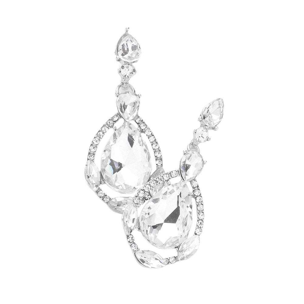 Crystal Rhinestone Teardrop Evening Earrings - Madeline Love - Flyclothing LLC