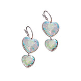 Crystal Stone Double Heart Link Dropdown Earrings - Madeline Love - Flyclothing LLC