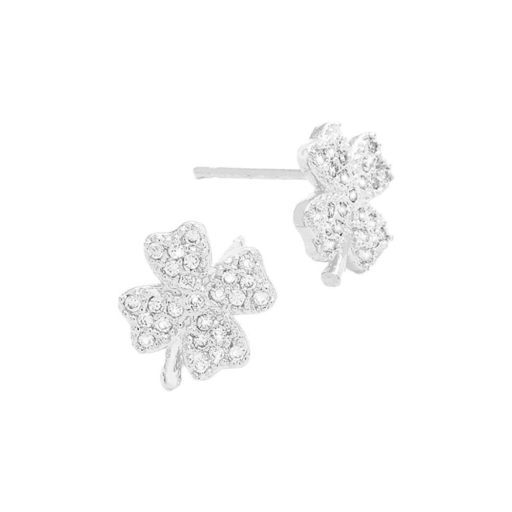 Cubic Zirconia Clover Stud Earrings - Madeline Love - Flyclothing LLC