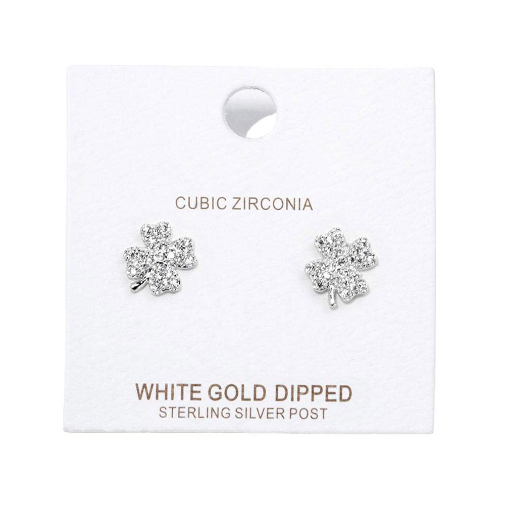 Cubic Zirconia Clover Stud Earrings - Madeline Love - Flyclothing LLC