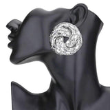 Cylinder Stone Embellished Round Post Earrings - Madeline Love - Flyclothing LLC