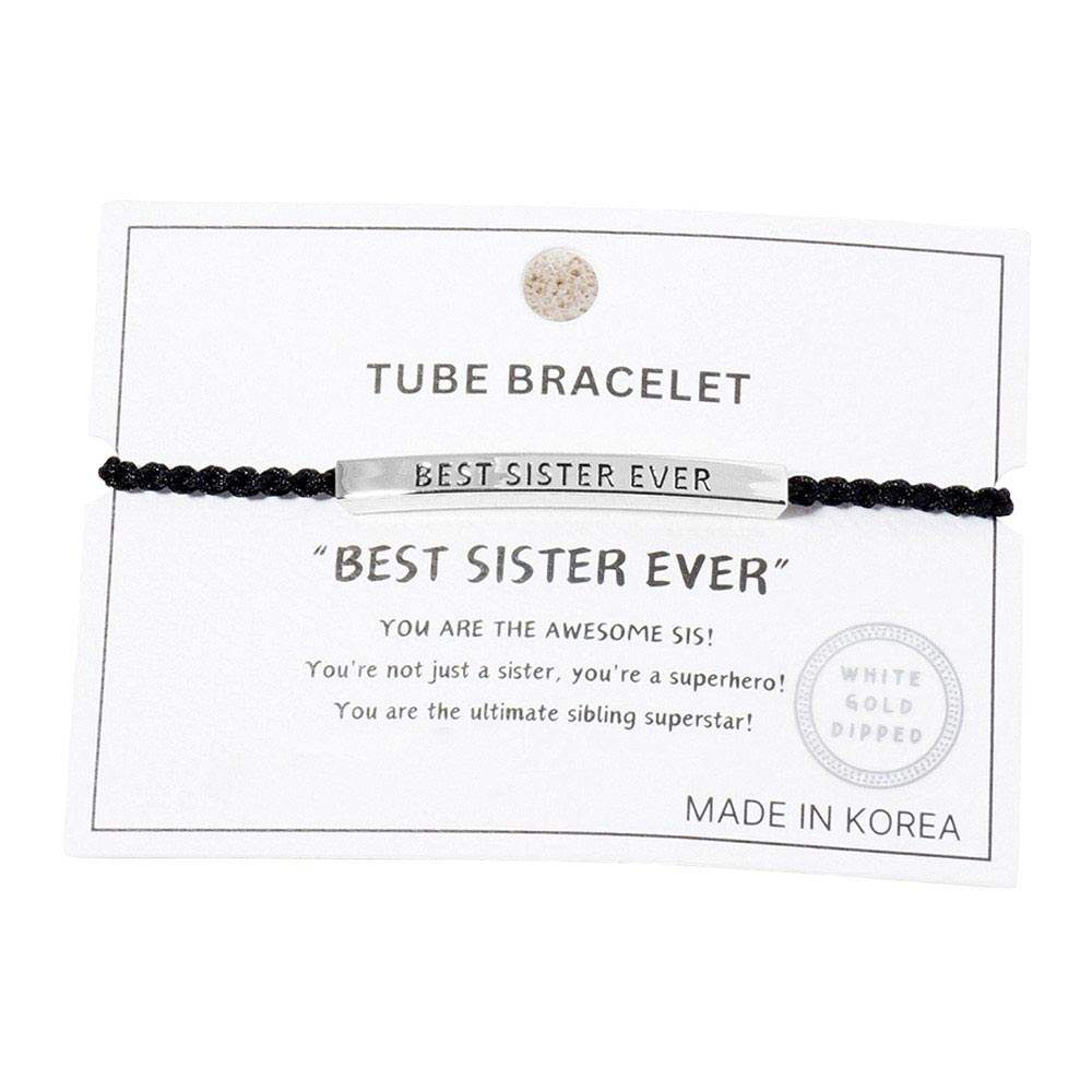 Gold Dipped BEST SISTER Pointed Rope Pull Tie Bracelet - Madeline Love - Flyclothing LLC