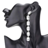 Emerald Cut Stone Link Dangle Evening Earrings - Madeline Love - Flyclothing LLC