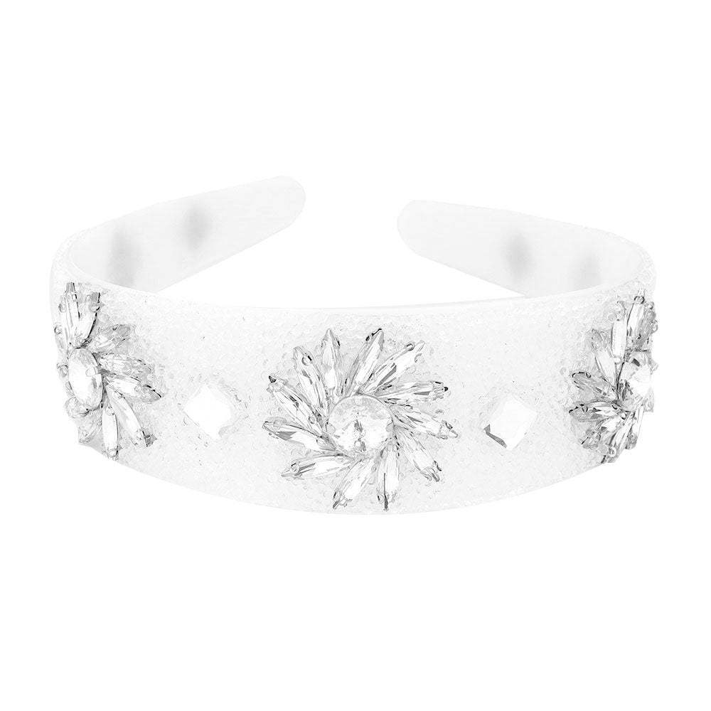 Floral Stone Embellished Textured Headband - Madeline Love - Flyclothing LLC