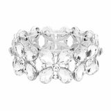 Floral Teardrop Glass Crystal Stretch Evening Bracelet - Madeline Love - Flyclothing LLC