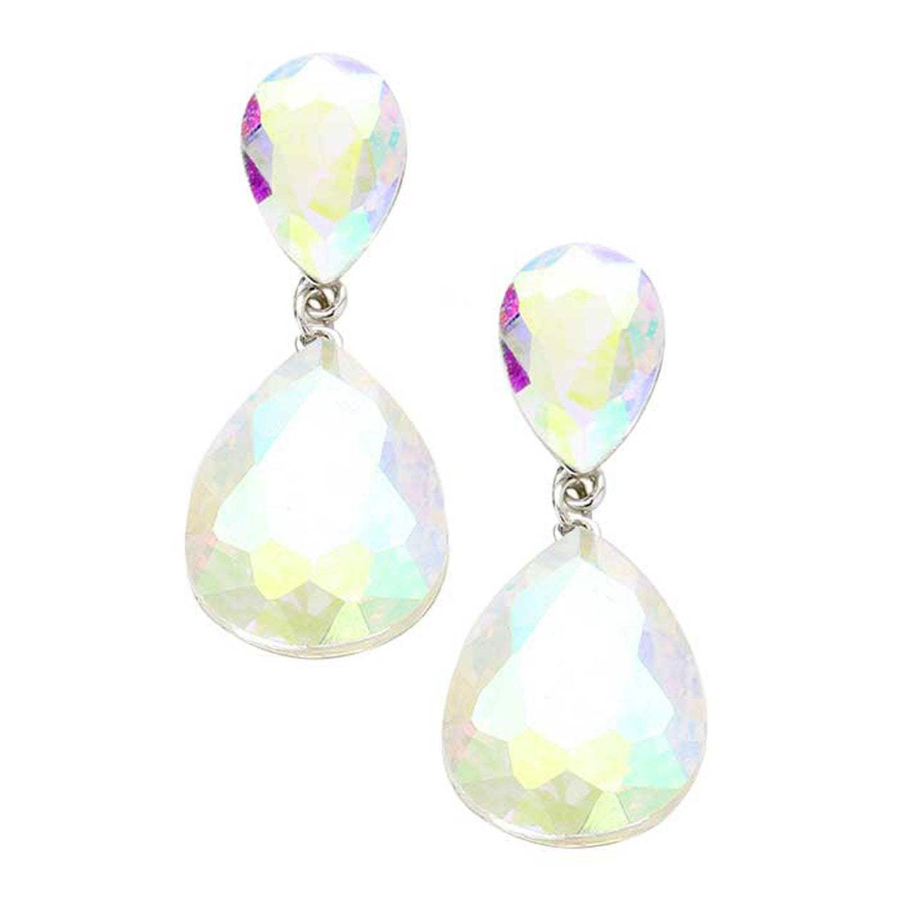 Glass Crystal Teardrop Evening Earrings - Madeline Love - Flyclothing LLC