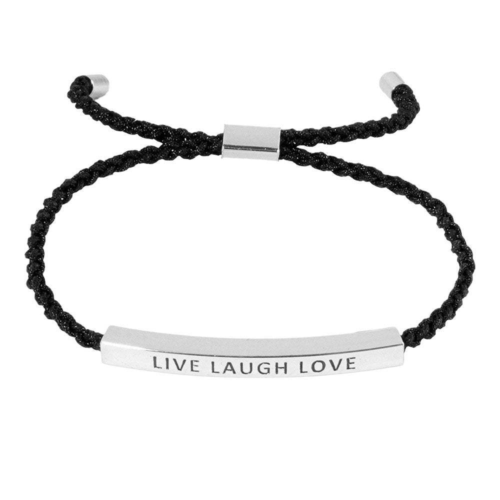 Gold Dipped LIVE LAUGH LOVE Message Rope Pull Tie Bracelet - Madeline Love - Flyclothing LLC