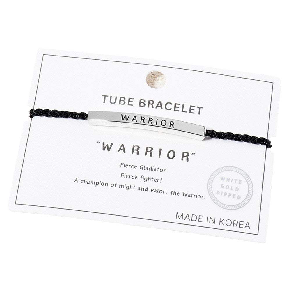 Gold Dipped WARRIOR Bar Pointed Rope Pull Tie Bracelet - Madeline Love - Flyclothing LLC