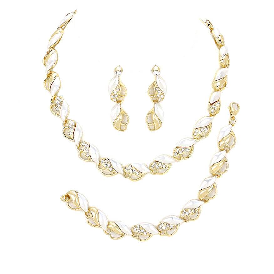3PCS Crystal Rhinestone Marquise Necklace Set - Madeline Love - Flyclothing LLC