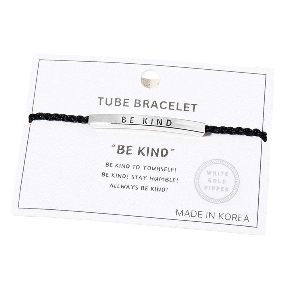 Gold Dipped BE KIND Message Bar Pointed Rope Bracelet - Madeline Love - Flyclothing LLC