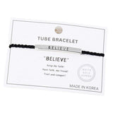 Gold Dipped Believe Message Bar Rope Pull Tie Bracelet - Madeline Love - Flyclothing LLC