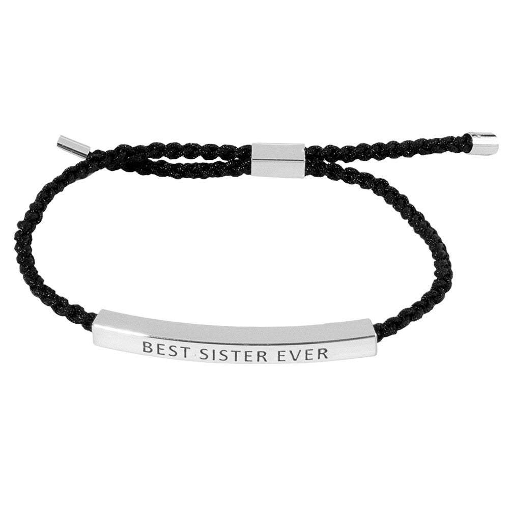Gold Dipped BEST SISTER Pointed Rope Pull Tie Bracelet - Madeline Love - Flyclothing LLC