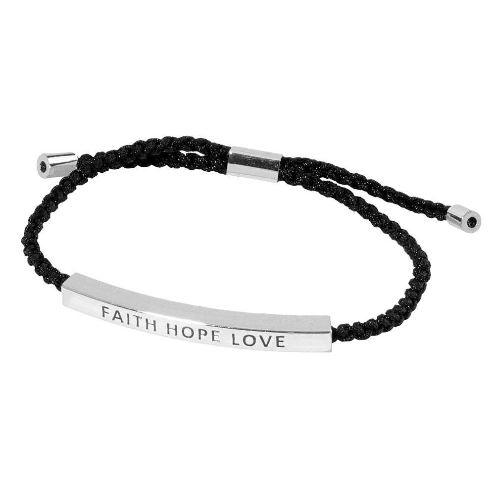 Gold Dipped FAITH HOPE LOVE Rope Cinch Pull Tie Bracelet - Madeline Love - Flyclothing LLC
