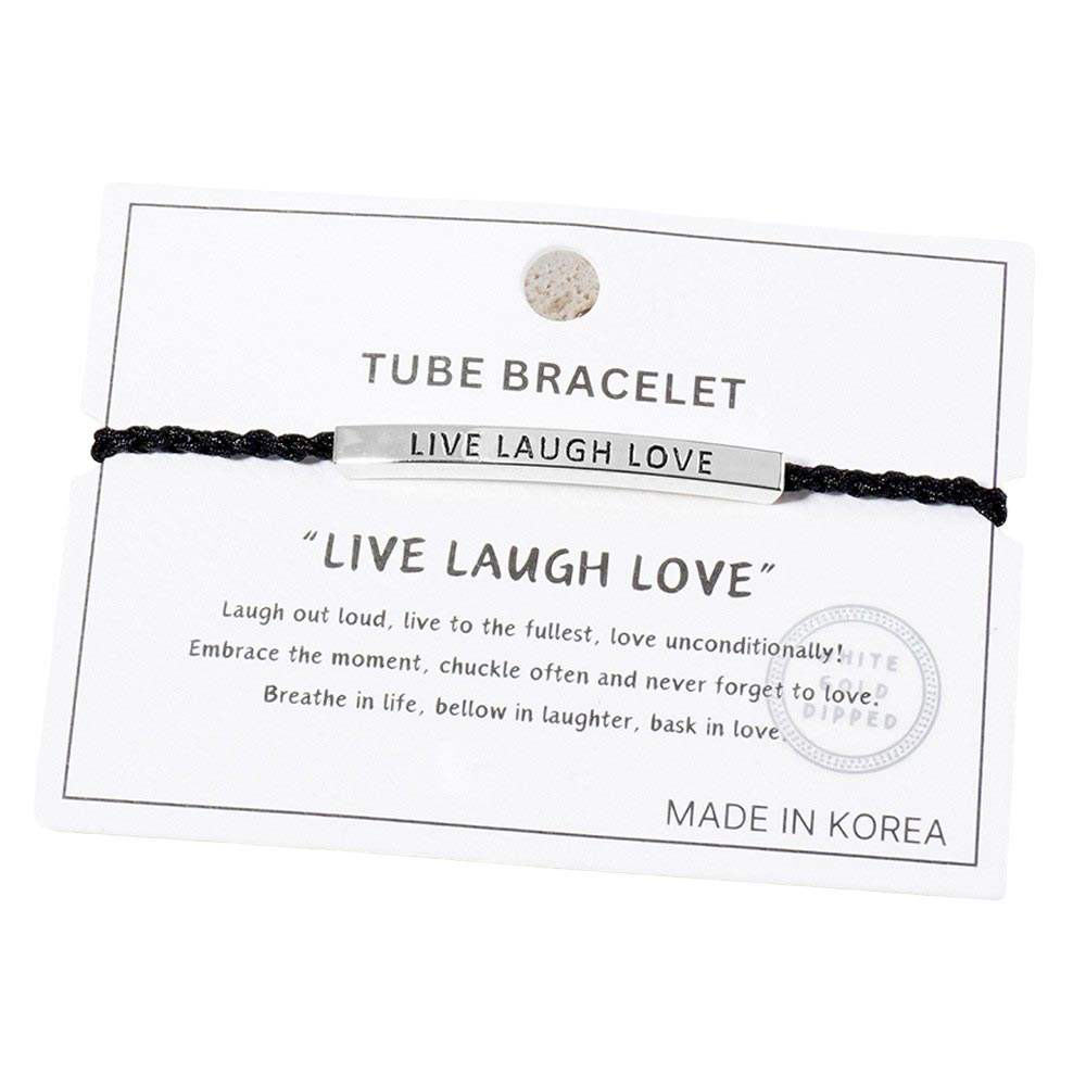 Gold Dipped LIVE LAUGH LOVE Message Rope Pull Tie Bracelet - Madeline Love - Flyclothing LLC