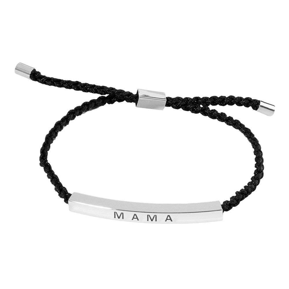 Gold Dipped MAMA Message Bar Pointed Rope Pull Tie Bracelet - Madeline Love - Flyclothing LLC