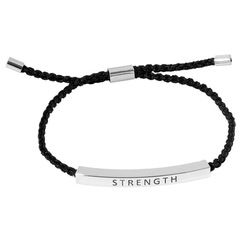 Gold Dipped STRENGTH Message Pointed Rope Pull Tie Bracelet - Madeline Love - Flyclothing LLC