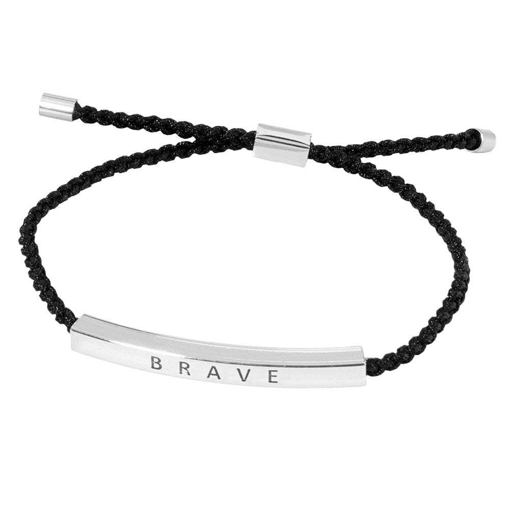 Gold Dipped BRAVE Bar Pointed Rope Pull Tie Bracelet - Madeline Love - Flyclothing LLC
