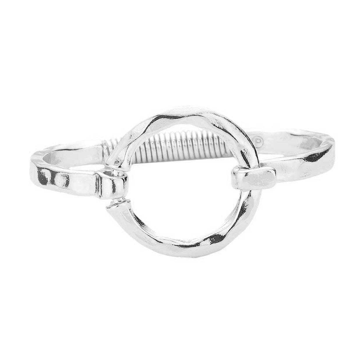 Hammered Open Metal Circle Hook Bracelet - Madeline Love - Flyclothing LLC