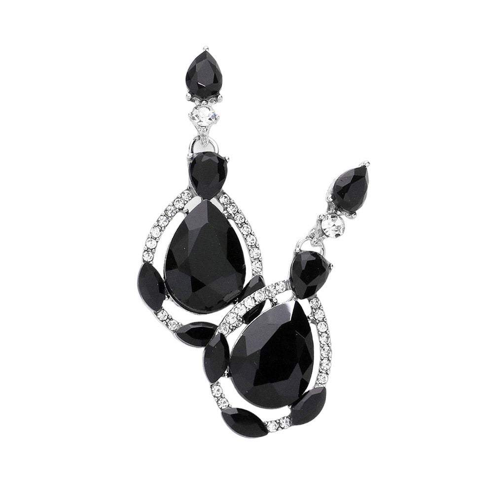 Crystal Rhinestone Teardrop Evening Earrings - Madeline Love - Flyclothing LLC