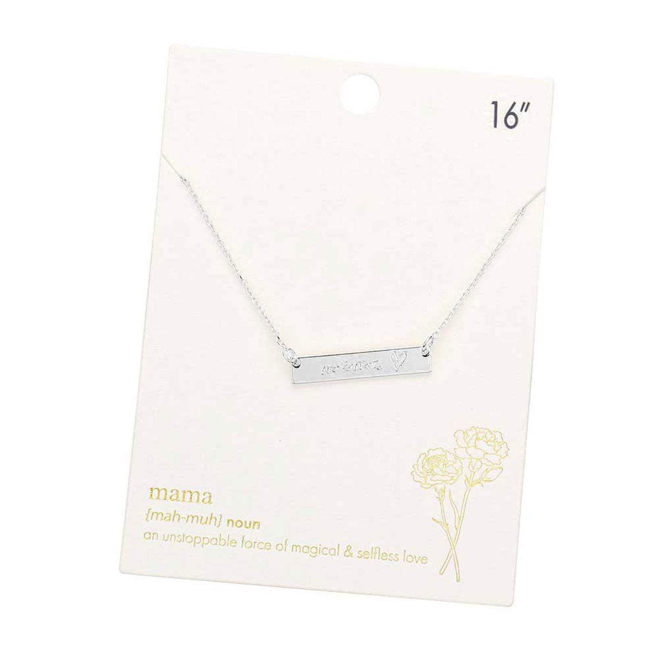 Mama Message Metal Rectangle Pendant Necklace - Madeline Love - Flyclothing LLC