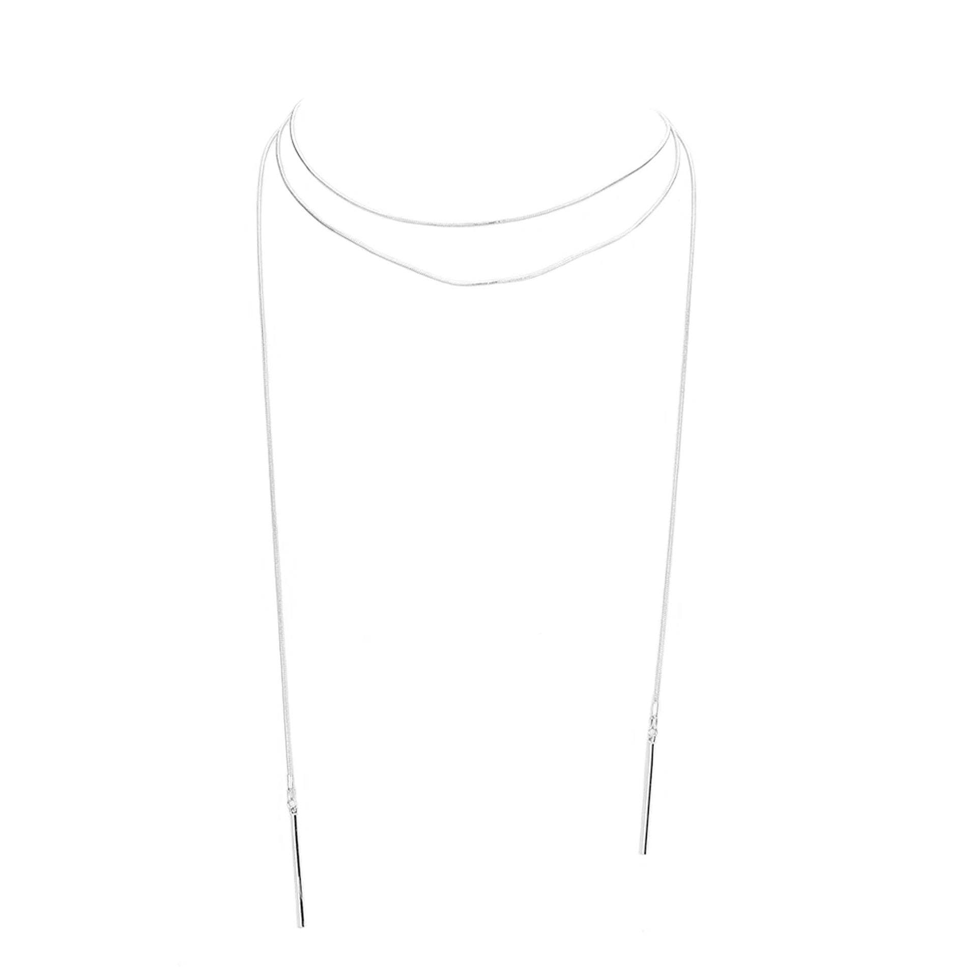 Metal Bar Dangle Tip Layered Necklace - Madeline Love - Flyclothing LLC