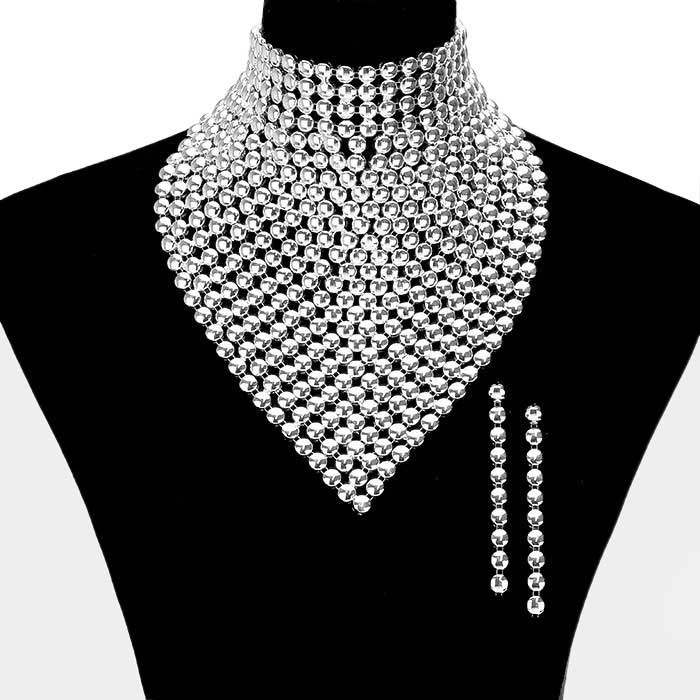 Metal Studded Bib Necklace - Madeline Love - Flyclothing LLC