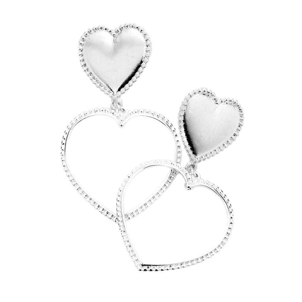Open Metal Heart Link Dangle Earrings - Madeline Love - Flyclothing LLC