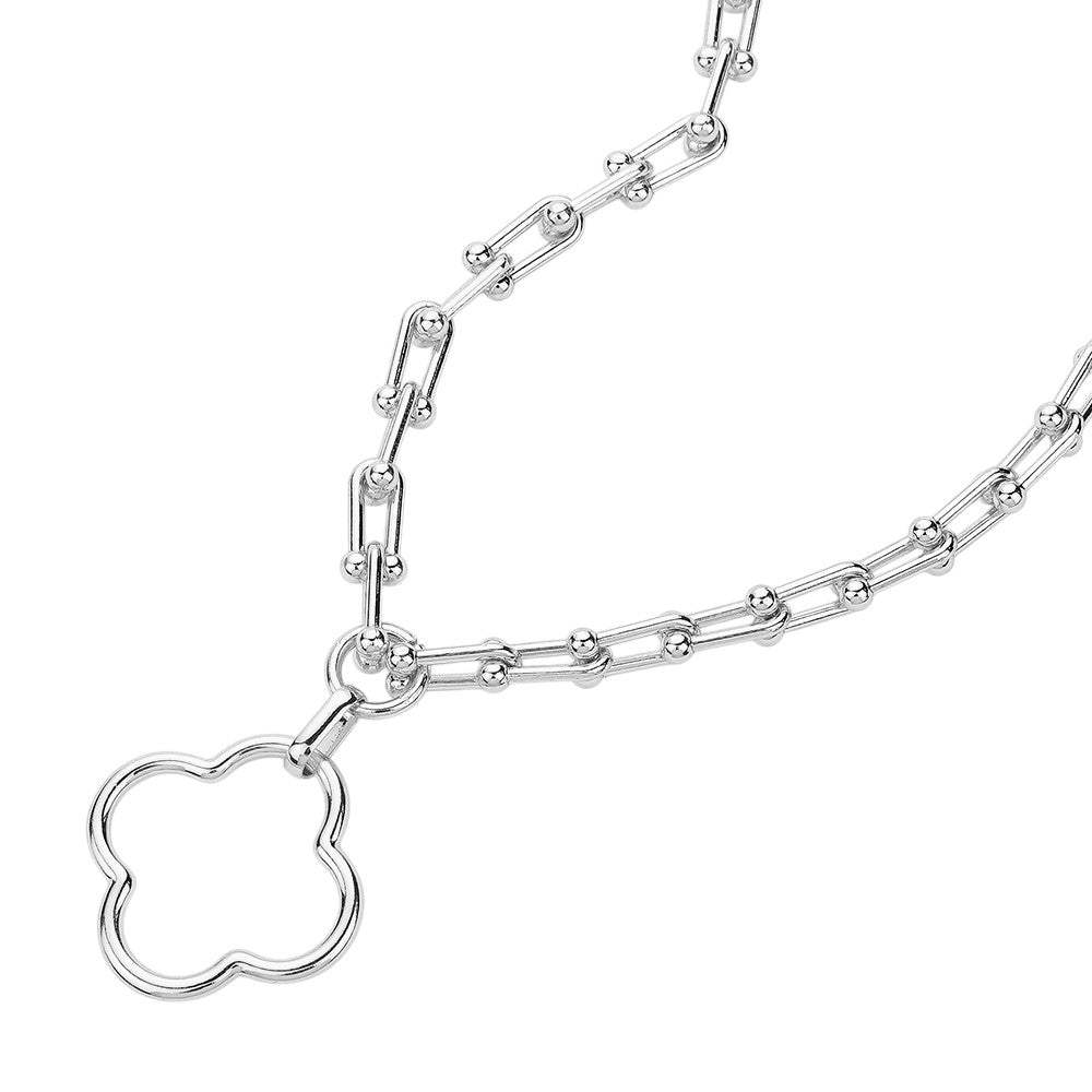 Open Quatrefoil Pendant Hardware Chain Necklace - Madeline Love - Flyclothing LLC