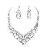 Oval Glass Crystal Evening Necklace - Madeline Love - Flyclothing LLC