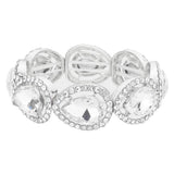 Pave Teardrop Trim Glass Crystal Stretch Evening Bracelet - Madeline Love - Flyclothing LLC