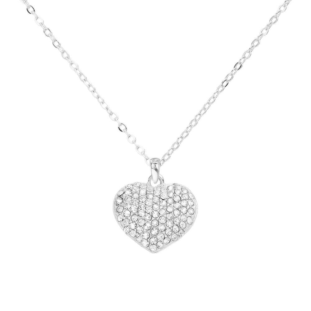 Pave heart pendant necklace - Madeline Love - Flyclothing LLC