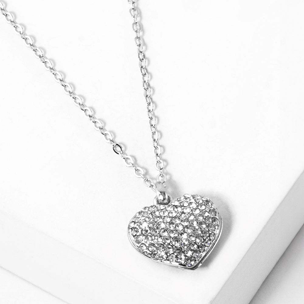 Pave heart pendant necklace - Madeline Love - Flyclothing LLC