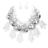 Pearl Chunky Lucite Cord Braided Statement Necklace - Madeline Love - Flyclothing LLC