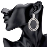 Rectangle Stone Embellished Oven Oval Earrings - Madeline Love - Flyclothing LLC