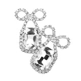 Rhinestone Bow Emerald Cut Stone Evening Earrings - Madeline Love - Flyclothing LLC