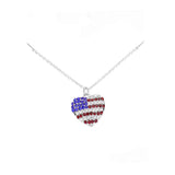 Rhinestone Embellished American USA Flag Pendant Necklace - Madeline Love - Flyclothing LLC