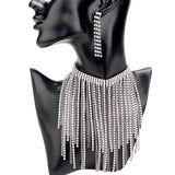 Rhinestone Fringe Bib Choker Necklace - Madeline Love - Flyclothing LLC