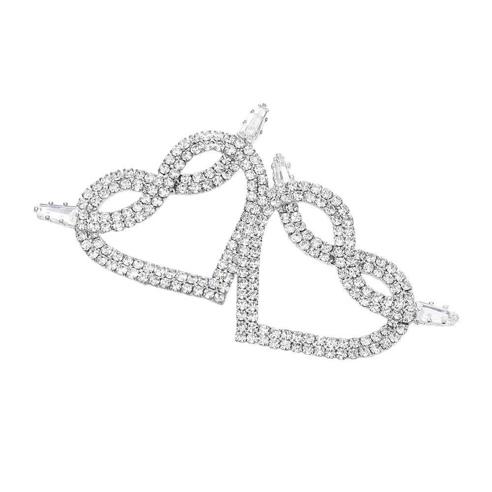 Rhinestone Pave Heart Earrings - Madeline Love - Flyclothing LLC