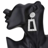 Rhinestone Pave Open Rectangle Dangle Evening Earrings - Madeline Love - Flyclothing LLC