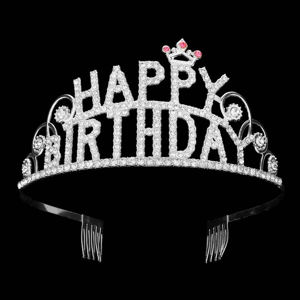 Rhinestone Paved HAPPY BIRTHDAY Message Princess Tiara - Madeline Love - Flyclothing LLC