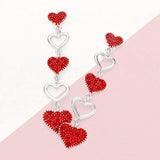 Rhinestone Paved Heart Link Dropdown Earrings - Madeline Love - Flyclothing LLC