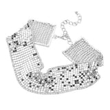Rhinestone Trimmed Metal Choker Jewelry Set - Madeline Love - Flyclothing LLC