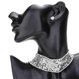 Rhinestone Trimmed Metal Choker Jewelry Set - Madeline Love - Flyclothing LLC