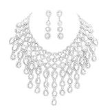 Round Teardrop Stone Cluster Evening Bib Necklace - Madeline Love - Flyclothing LLC