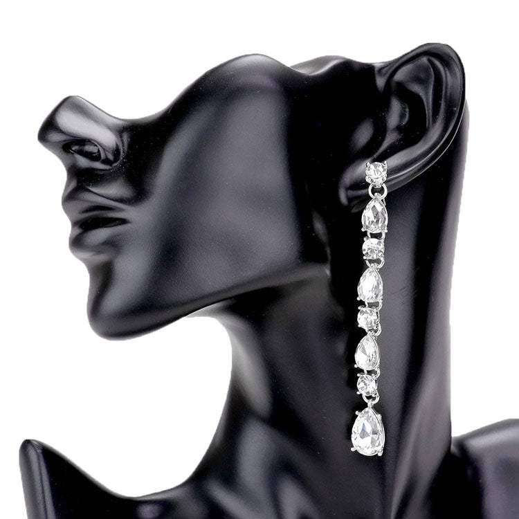 Round Teardrop Stone Link Evening Earrings - Madeline Love - Flyclothing LLC