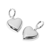 SECRET BOX Stainless Steel Heart Dangle Huggie Hoop Earrings - Madeline Love - Flyclothing LLC