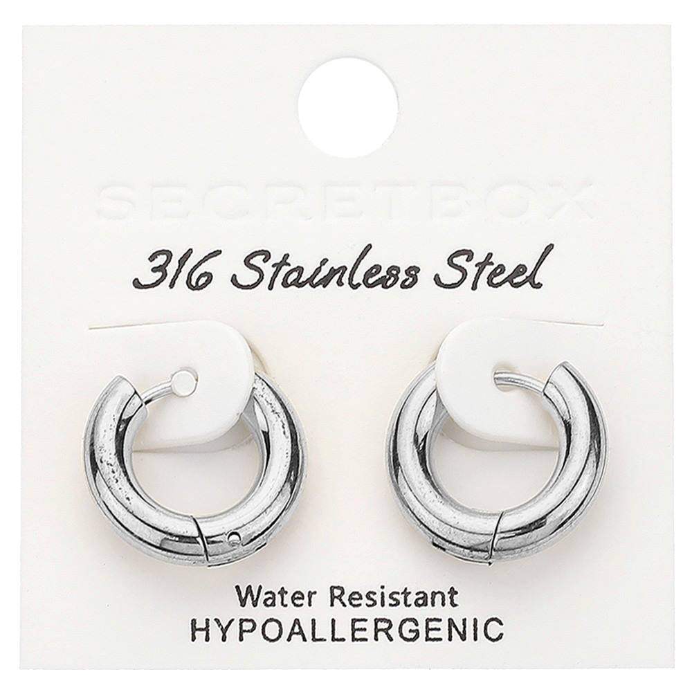 SECRET BOX Stainless Steel Huggie Hoop Earrings - Madeline Love - Flyclothing LLC