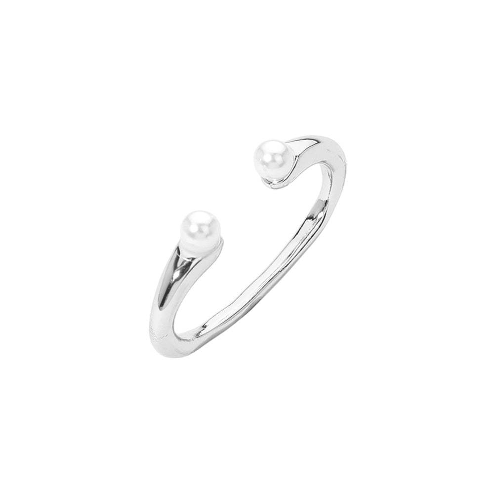 SECRET BOX_Sterling Silver Dipped Pearl Tip Two Finger Ring - Madeline Love - Flyclothing LLC