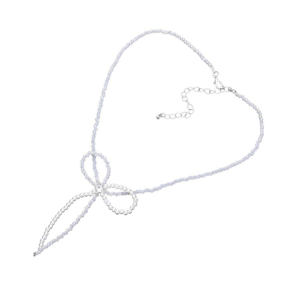 SECRET BOX_Stone Pointed Faceted Beaded Bow Necklace - Madeline Love - Flyclothing LLC